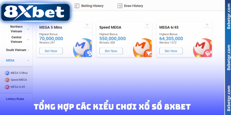 Tổng hợp các kiểu chơi xổ số 8XBET
